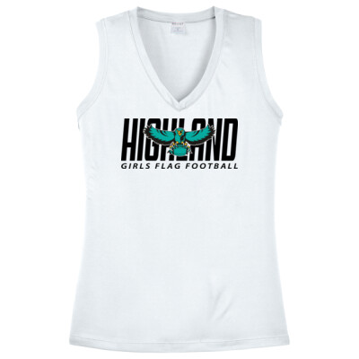 Ladies Sleeveless DriFit Performance V-Neck Tee - Black Logo Thumbnail