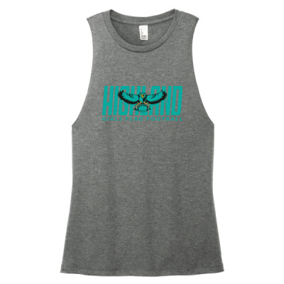 Ladies District Triblend Muscle Tank - Teal Logo Thumbnail