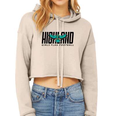 Ladies Bella + Canvas Fleece Crop Hoodie - Black Logo Thumbnail