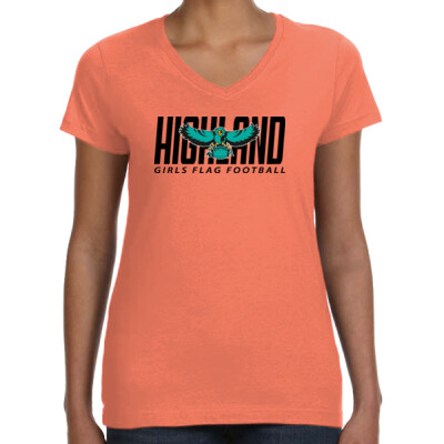 Ladies Fine Jersey V-Neck Tee - Black Logo Thumbnail